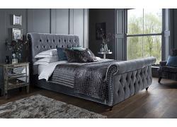4ft6 Double Montana Grey Button Back Upholstered Bed Frame 1